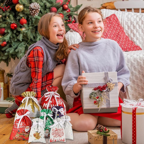 48 Pcs Bolsa De Regalo De Navidad Con Cordón