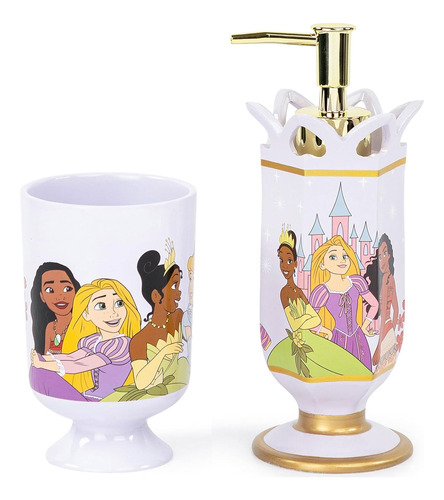 Set De Baño De 2 Piezas Princesas Disney Dispensador D...