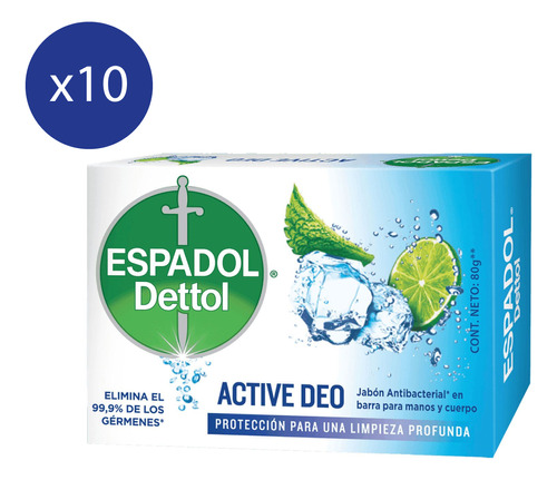 Pack Jabón En Barra Espadol Active Deo 80 Gr