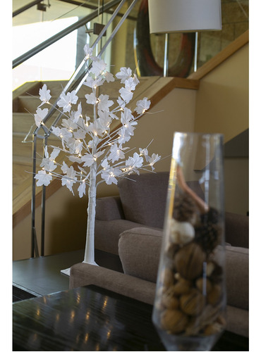 Árbol Decorativo Interior Running Hoja Maple Blanca 48 Leds