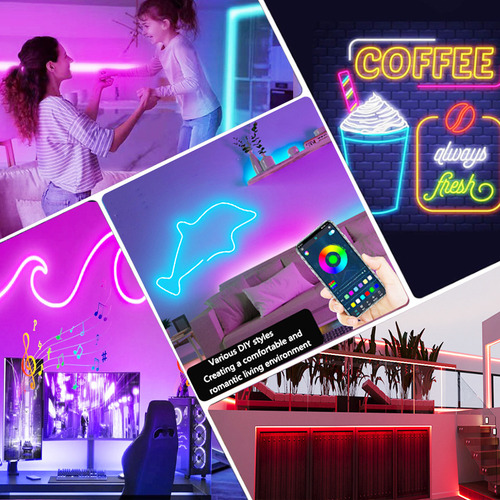 Luz De Neón Led De Silicona Rgb Usb Resistente Al Agua