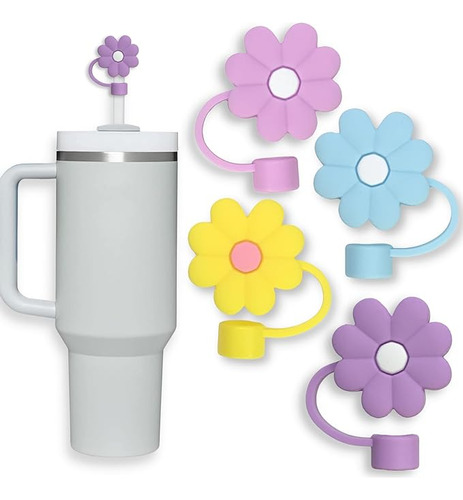 4 Fundas Paja Flores 0 394 In Compatibles Con Vasos 30 Y 40