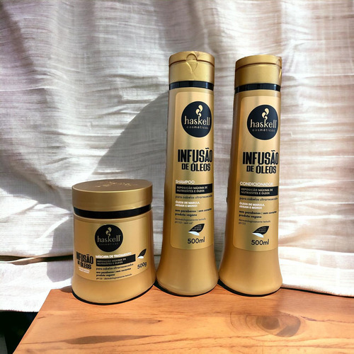 Kit Haskell Infusão De Óleos Shampoo Condici 1 Mascara 500ml