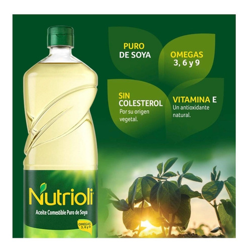 Aceite Comestible Puro De Soya Nutrioli Con 3 Piezas De 946m