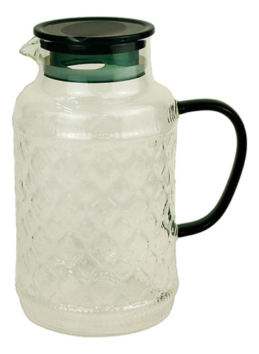 Set De Jarra De Vidrio Con Tapa Verde Y Vasos Verde Oscuro