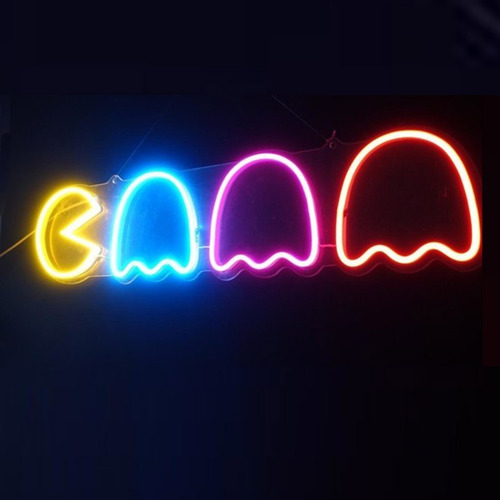 Cartel Neon Led Lampara Luz Pacman App Bluetooth Efectos