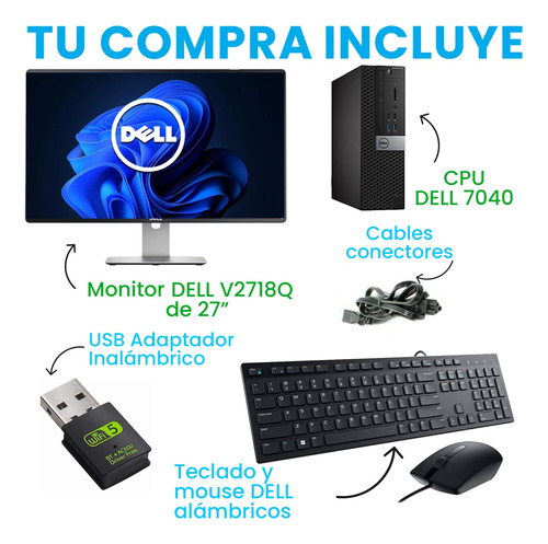 Equipo Pc Dell Optiplex 27 Core I7 6th 16gb Ram 512gb Ssd (Reacondicionado)