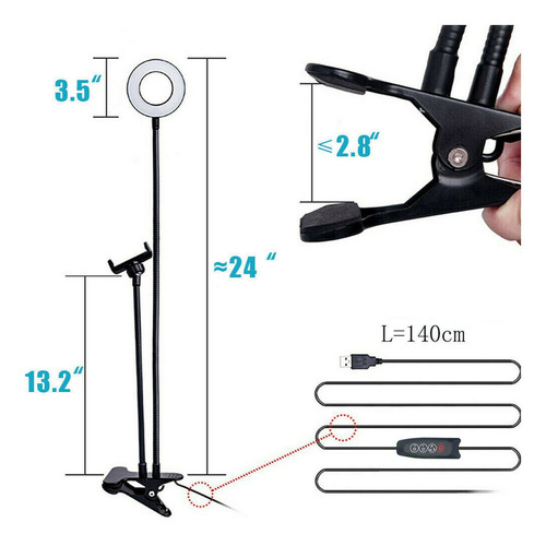 Led Selfie Anillo De Luz Teléfono Soporte Flexible Lámpara V