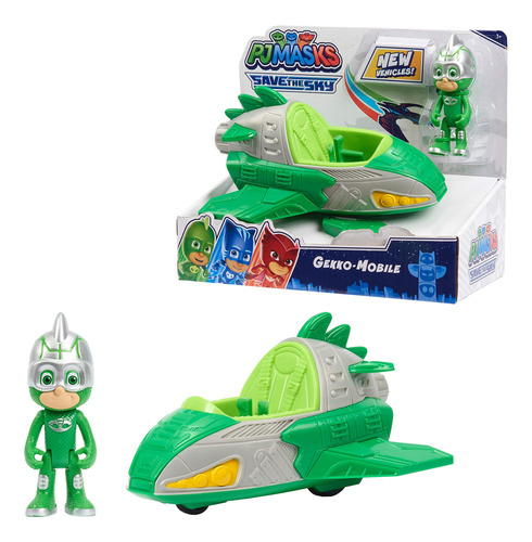 Pj Masks Save The Sky Gekko Mobile, Gekko Figura Y Automóvil