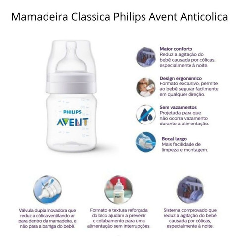 Mamadeira Philips Avent Transparente 125 0 Meses+ Anticolica