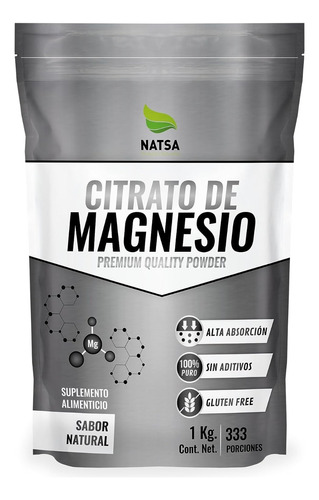 Natsa Citrato De Magnesio, Grado Alimenticio 1kg Sfn