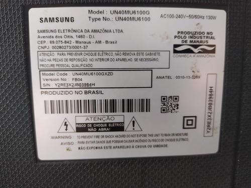 Peças Smart Tv Samsung 40 Polegadas Mod Un40mu6100g Leia (Usado)