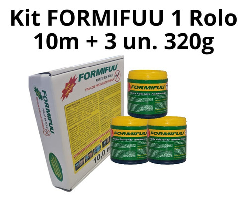 Formifuu 3 Potes 320g+10m Fita Pasta Sem Veneno Antiformiga