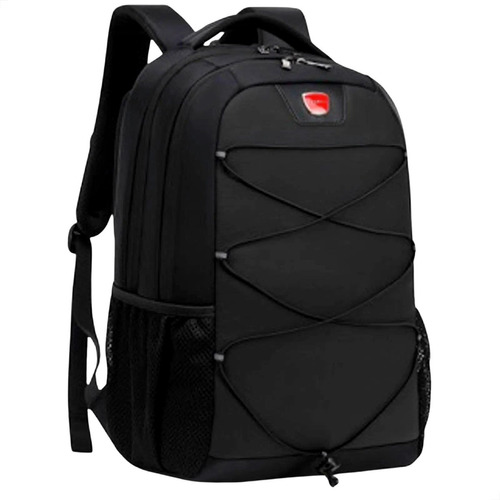 Mochila 2 Divisórias Notebook Impermeável 15.6 Cor Preto Desenho do tecido Liso