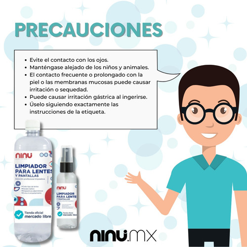 Imagen 3 de 3 de Liquido Para Limpiar Lentes Ninu 125 Ml Con Atomizador