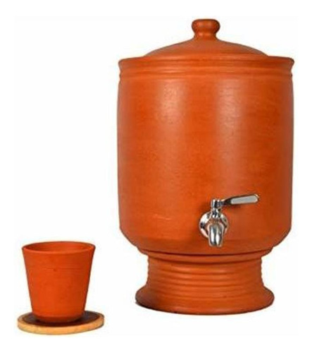 Village Decor Handmade Earthen Clay Water Pot With Stai