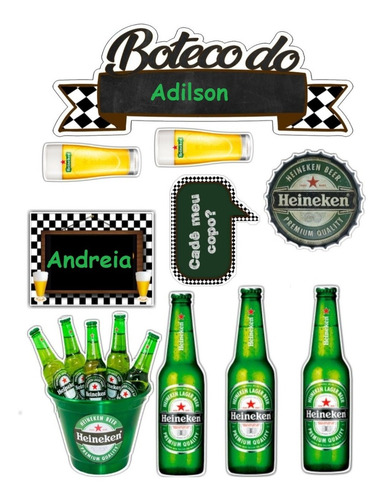 pix Bolo Heineken Com Topper topper tag topo de bolo cerveja heineken