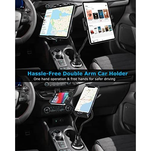 Soporte Tablet Portavasos Del Coche, Doble Sujeción Ip...
