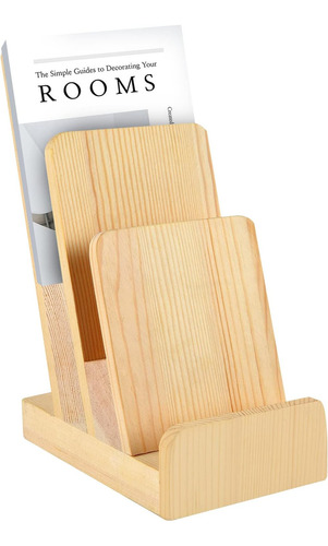 Porta Folletos De Madera De Pino De 3 Niveles Dostatni, Sop