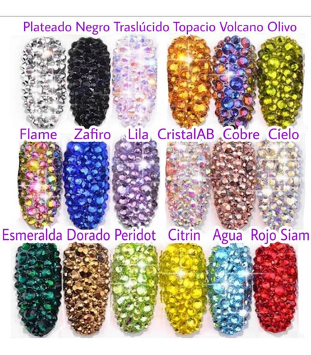 500 Cristales Brillante Facetado Deco Uñas Nailart Manicure