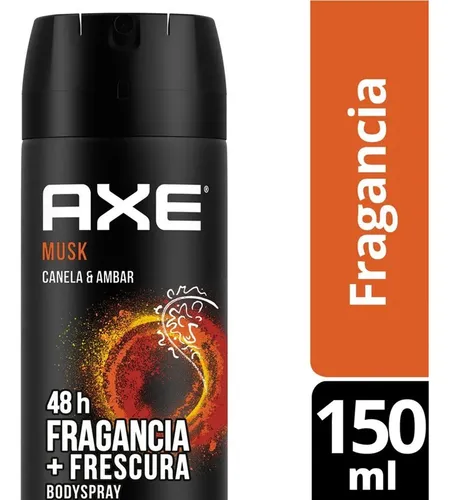 X2 Desodorante Axe Spray Aerosol Musk Canela & Ámbar 150ml