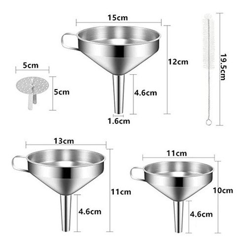Kit Embudos Colador De Extracción Cocina Rellenar Líquidos