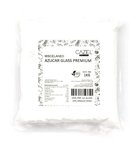 Azúcar Glass Premium - Azúcar Pulverizada 1kg