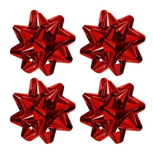 Moño Estrella Rojo Para Regalo Diámetro 2.5cm X 100 Und