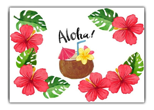 Imagem 1 de 1 de Poster Painel 60cmx85cm Decoração Festa Havaiana Surf Aloha