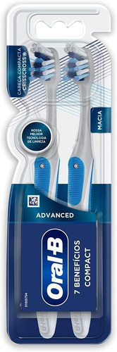 Escova Dental Macia Advanced Oral-B 7 Benefícios Compact 2 Unidades