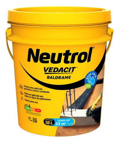 Vedacit Neutrol Baldrame Impermeabilizante Asfáltico Preto 18L