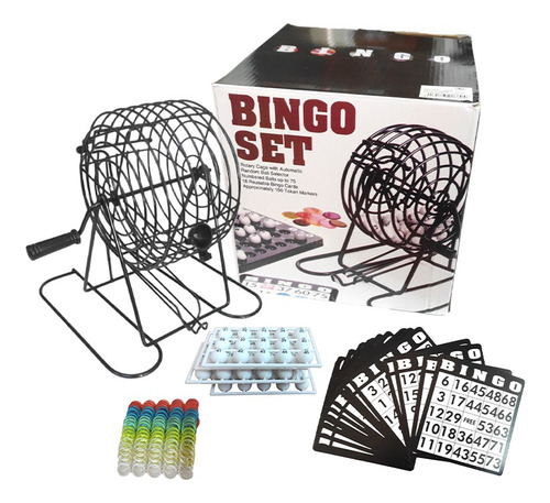 Set Bingo +tombola Acero 20 Cm +cartones +bolas +fichas