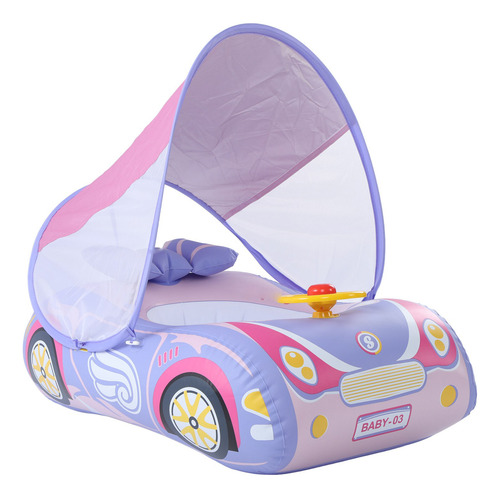 Flotador Con Forma De Coche Inflable Rosa Para Bebés, Con Fo