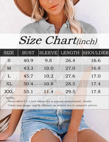 Womens Short Sleeve Cotton Button Down Up Shirt Collared V