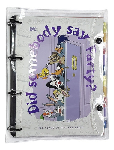 Caderno Fichário Argolado Universitário Looney Tunes Friends Cor Branco