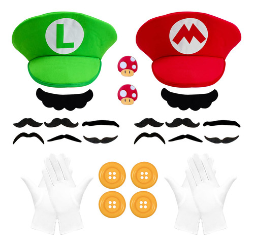 Jolbndcv Mario Bros Red Hat Luigi Juego De Sombrero Verde Co