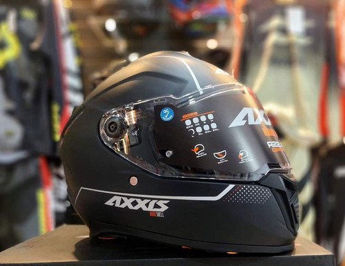 Imagen 2 de 8 de Casco Moto Axxis Evo Hawk Solid A1 Negro Mate Doble Visor-