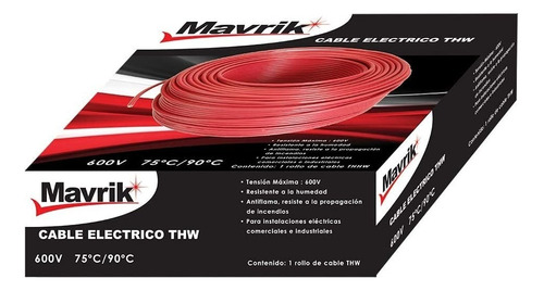Cable Thw Rojo Instalaciones Eléctricas 100m C 10 Adir 5941