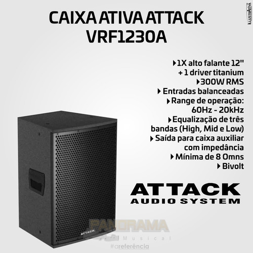 Caixa Amplificada Attack Vrf-1230a Igreja Shows Eventos Cor Preto