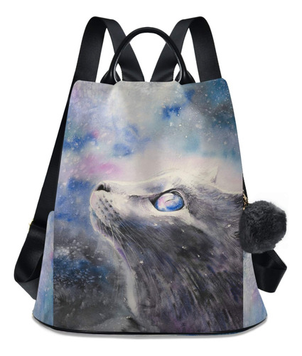 Alaza Gato Gatito Galaxia Cielo Estrellado Mochila Monedero