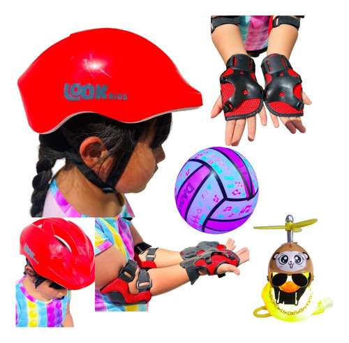  Casco Niños Protección Kit Rod, Muñeq, Coders+patito Luz