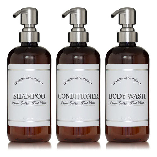Shampoo And Conditioner Bottles Artanis Home 480ml 3 Pack