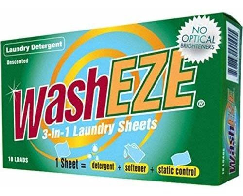 Washeze 3-en-1 Detergente - Hojas De 10 Count, Ningún Olor P