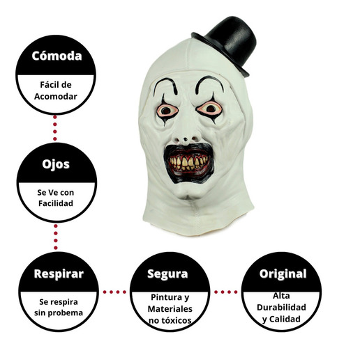 Máscara Art The Clown Blanco Russ Lukich