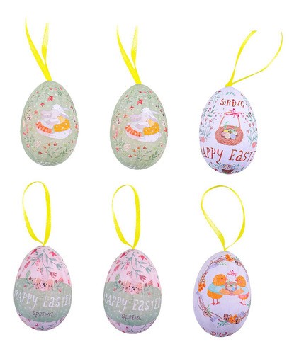 6x Adornos De Huevos De Pascua Colgantes Huevos De Estilo B