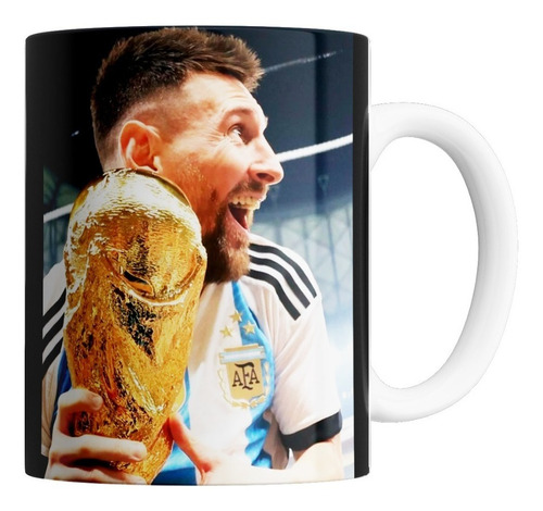 Taza De Cerámica - Messi Campeon Riendo Copa Del Mundo