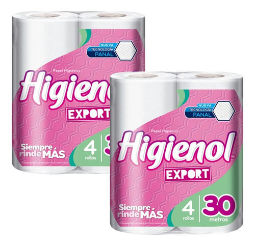 Papel Higienico Higienol Export 30m X4 Pack X2u
