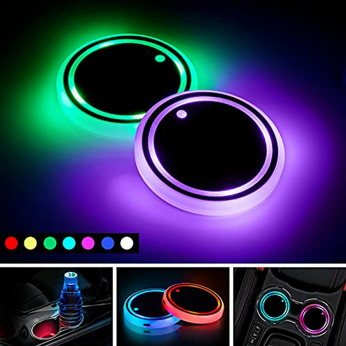 Led Car Cup Holders With 7 Colors Changing Usb Charging Mat 