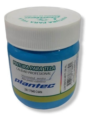 Pintura Para Tela Plantec 200 Ml Pote Los Colores Color Cian