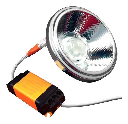 10x Lâmpada Led Ar111 12w Bivolt Branco Quente 15º C/ Driver